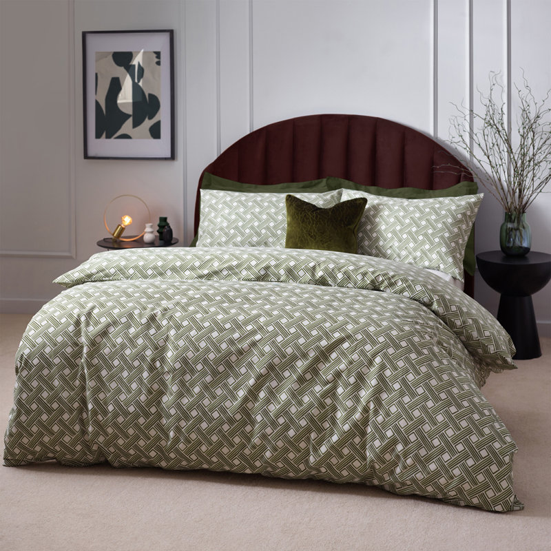 Letina Cotton Blend Geometric Shapes Duvet Cover Set with Pillowcases, Super King - 2 Standard Pillowcases
