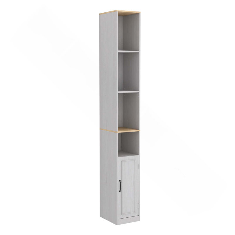 72-Inch Tall 6-Tier Narrow Freestanding Slim Storage Cabinet With 1 Door And 2 Adjustable Shelves