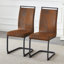 Ensemble de chaises de salle à manger en tissu technique brun rétro de style 2/4, chaises rembourrées ergonomiques à haut dossier avec structure en métal robuste-650637009