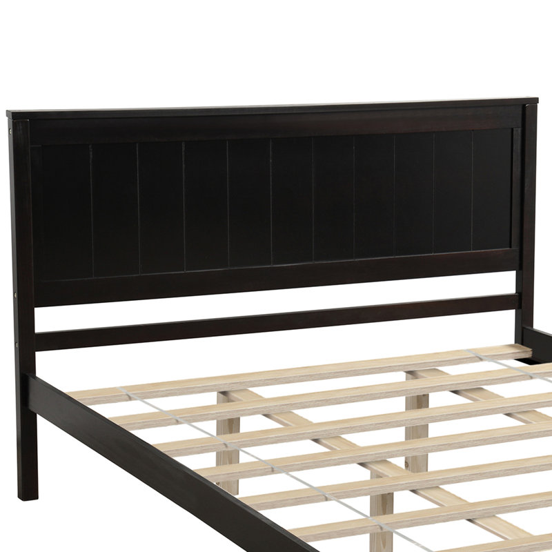 Queen Platform Bed With Headboard In , Wood Slat Base Support, No Box Spring Needed Bedroom Frame For Queen, & Tough