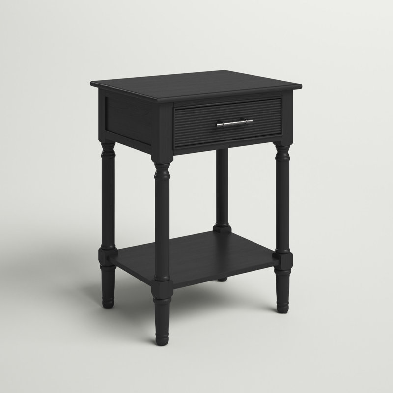 Peters End Table with Storage, Black