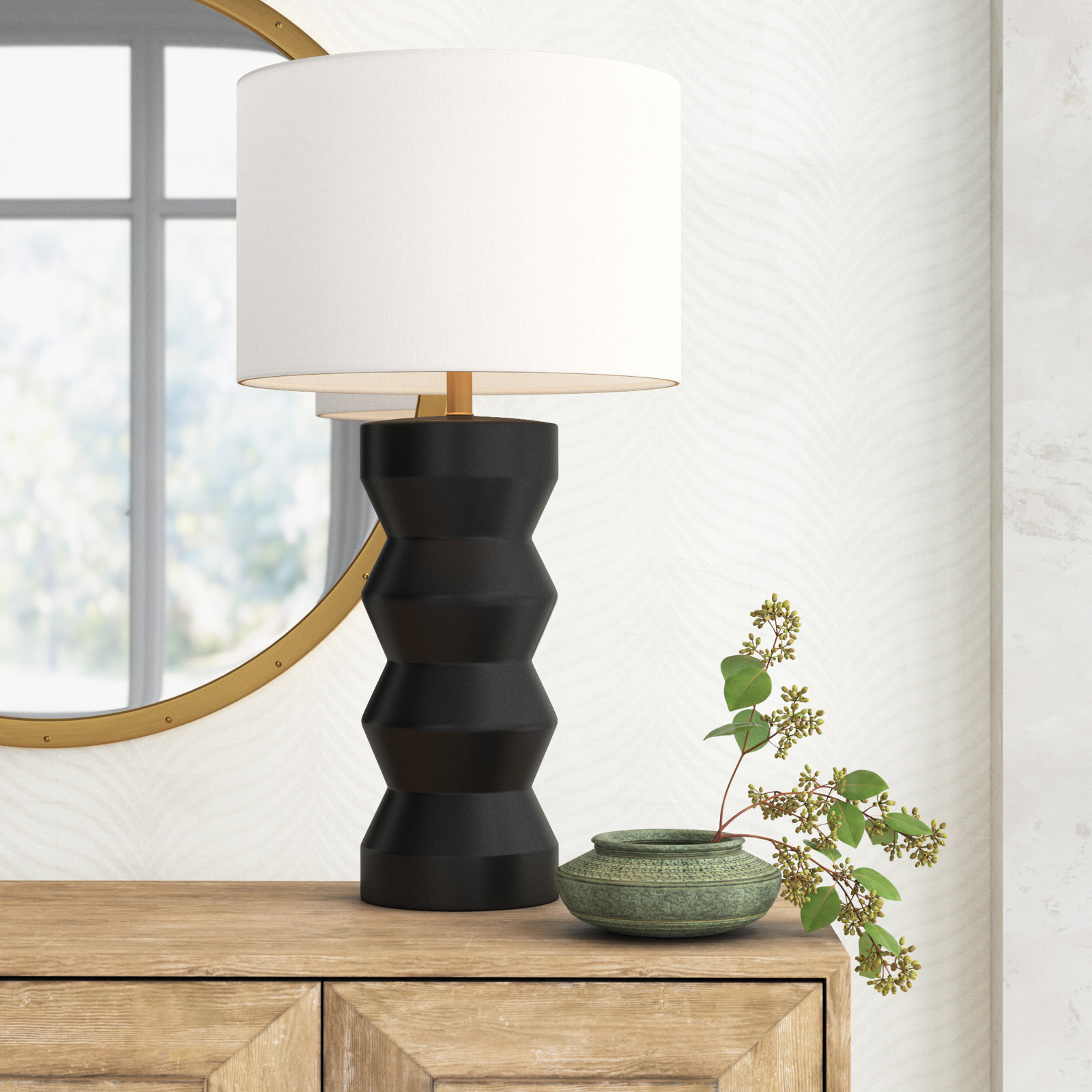 Dublin Ceramic Table Lamp, Matte Black