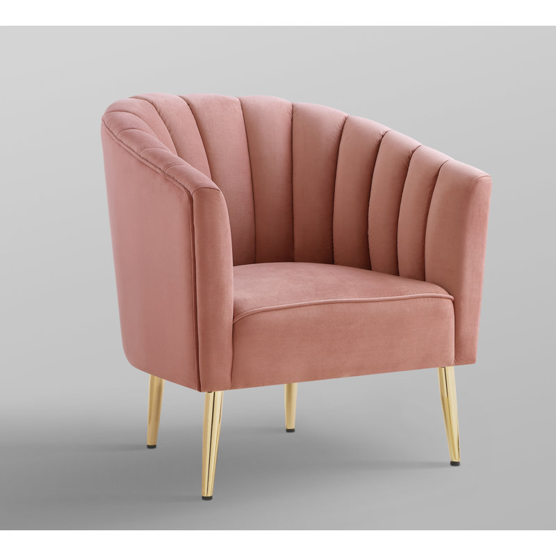 Fauteuil demi-tonneau Khalid, Rosé, Or