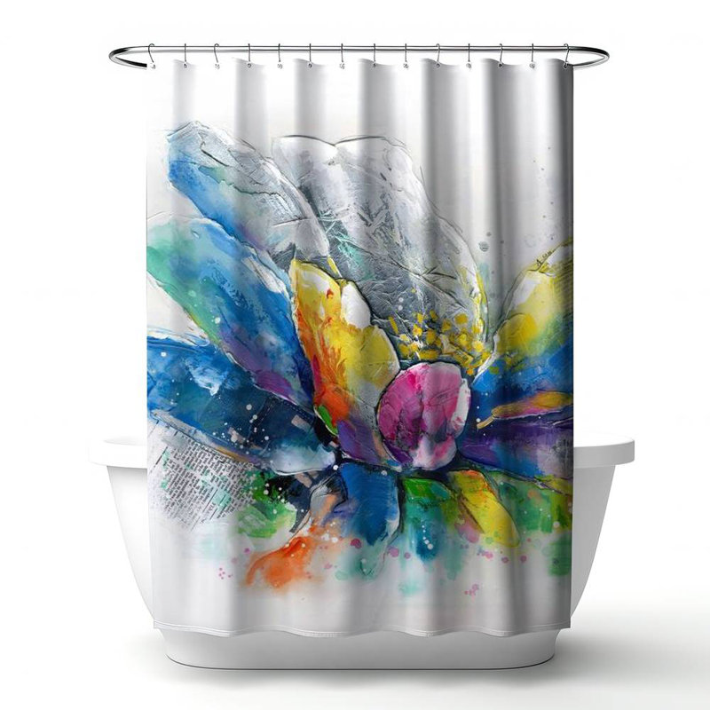 Floral – Polyester Shower Curtain, Dye Sublimation Print, 71" W × 74" L