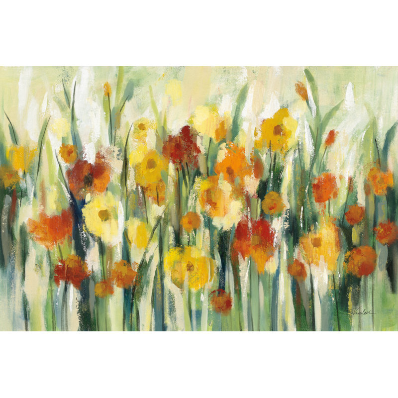 «End of Summer Garden» par Silvia Vassileva - Peinture, H 12 po x l 18 po, Gold Single Picture Framed Paper, Yes