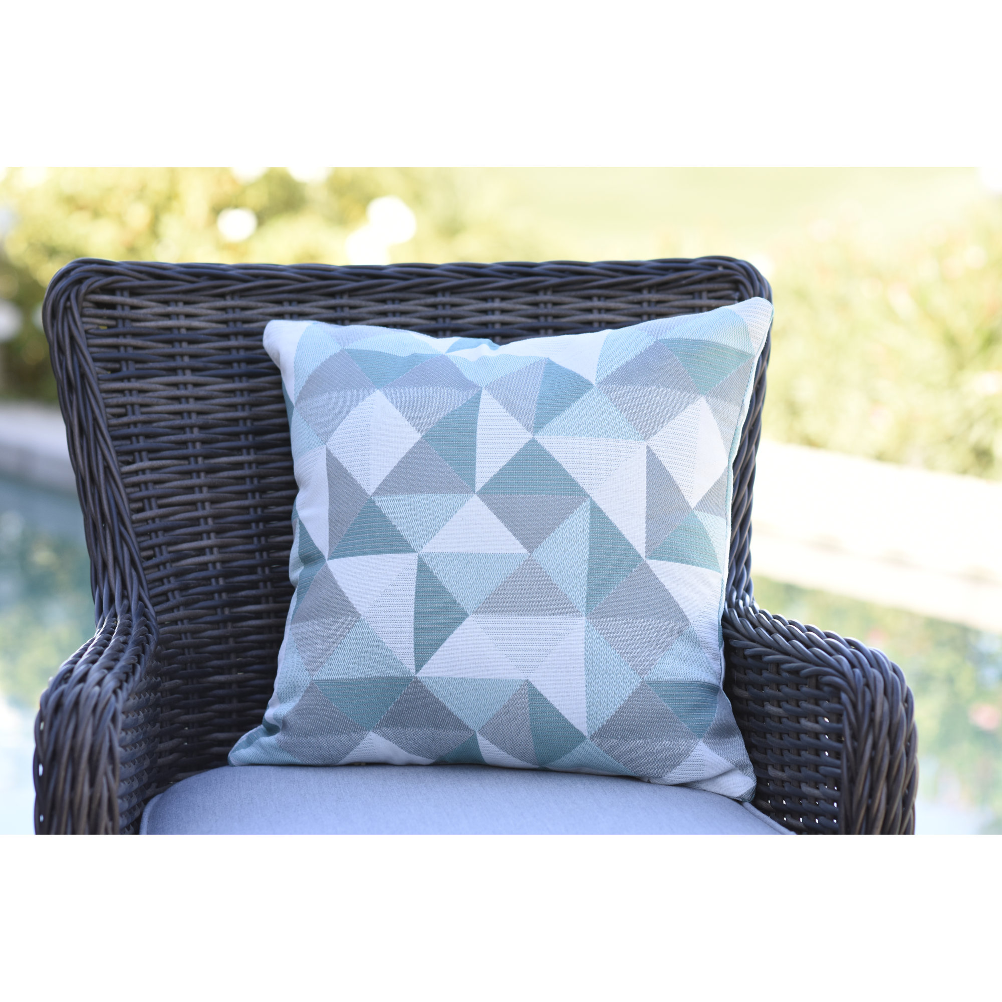 Pacifica Geometric Indoor/Outdoor Throw Pillow, Ruskin Lakeside, 18"H x 18"W