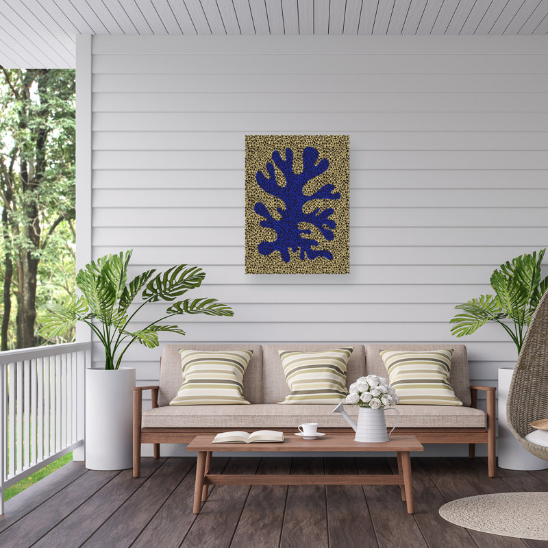 Little Dean  Blue And Yellow Coral Study Outdoor  Canvas, H 35 po x l 47 po
