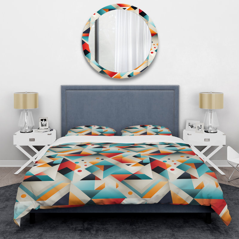Ensemble de housse de couette en microfibre bleu et orange, Housse de couette pour très grand lit et 2 très