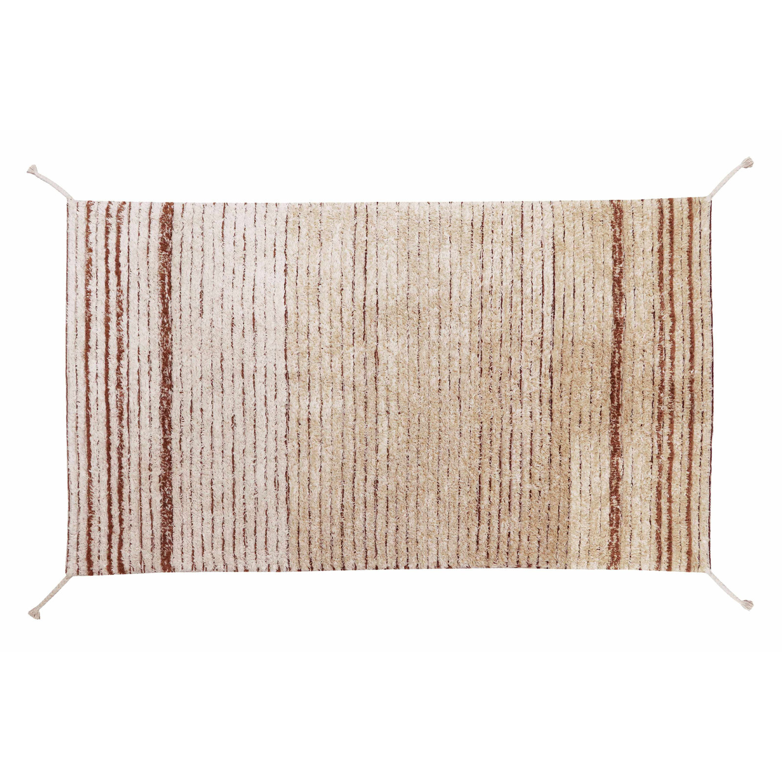 Reversible Twin Toffee Washable Striped Rug, Rectangle 2'7" x 4'7"