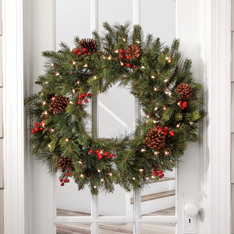 Couronne florale lumineuse 30 po Forest
