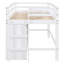 Lit mezzanine simple blanc avec 4 tiroirs, une armoire et des tablettes - confortable pour la chambre à coucher-1608814482