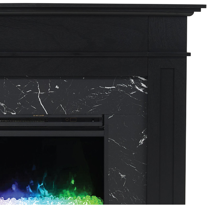 Cambridge Sofia 53-in. Electric Fireplace Mantel in with Black Marble Inlay and Crystal Rocks, Black