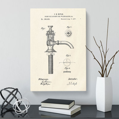 Water Faucet Tap Patent - Wrapped Canvas