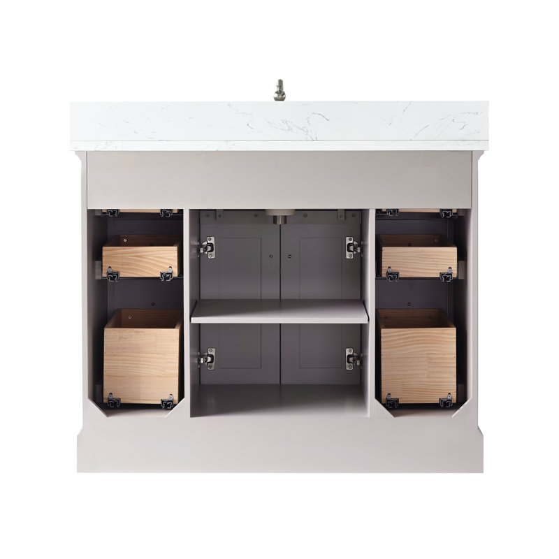 Thompson 42" W Single Bathroom Vanity, Taupe/Brushed Nickel