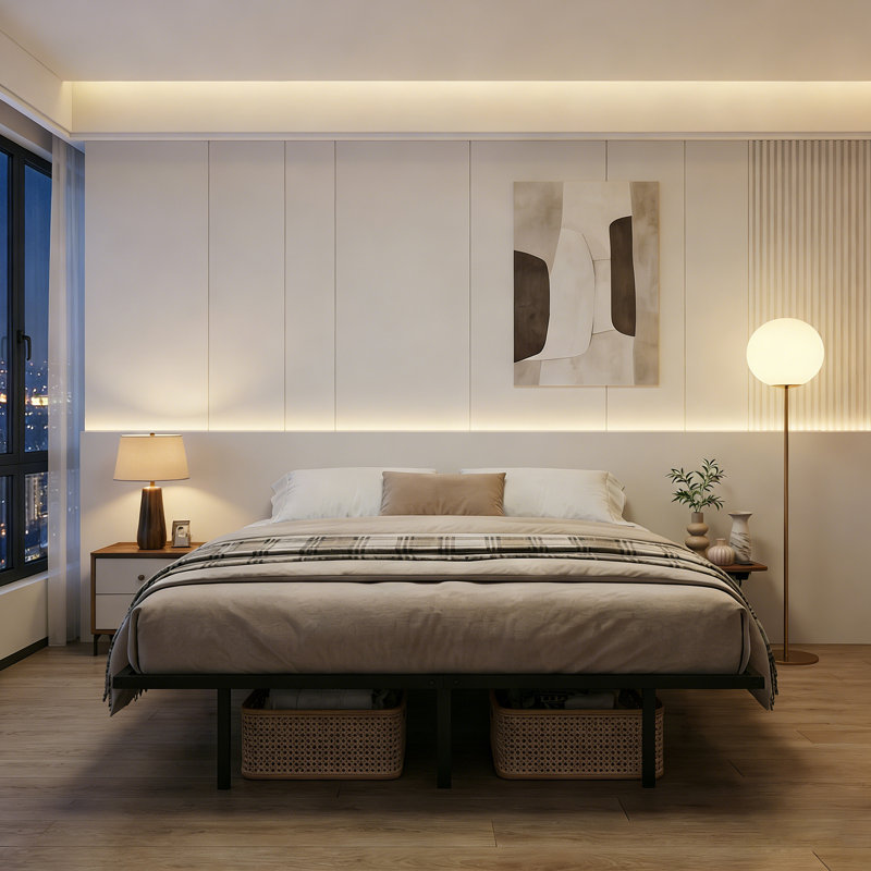 Aether Floating Metal Bed Frame with USB-C Charging & RGB Lighting, Kingsize (5')