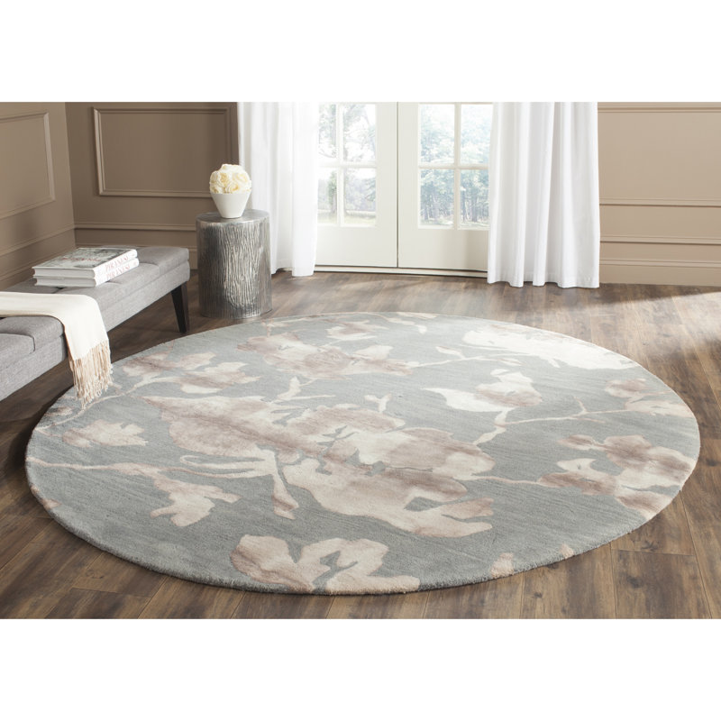 Tapis floral en laine touffeté à la main Coleman, Rond 7 pi