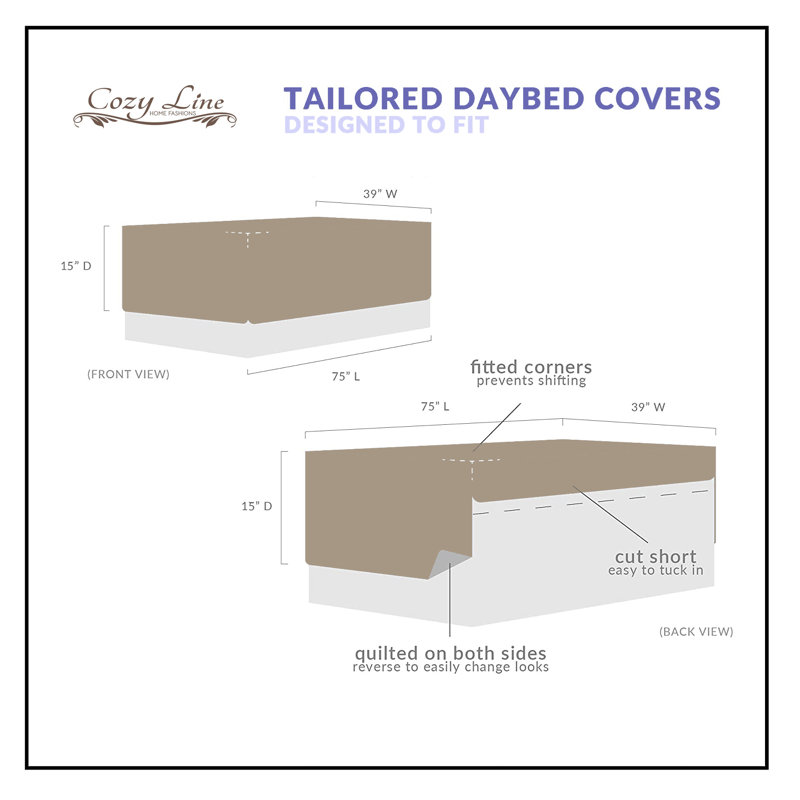 Ensemble réversible standard Terin, Blanc, Lit de jour et trois taies décoratives standard