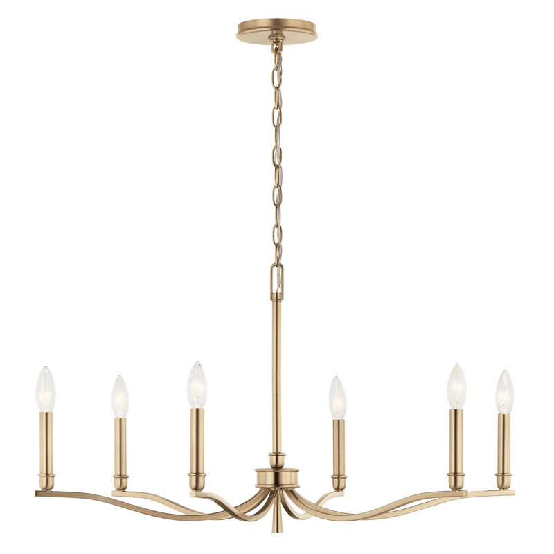 Steel Dimmable Classic / Traditional Chandelier, 17.75" H x 32" W x 32" D, 6, Bronze