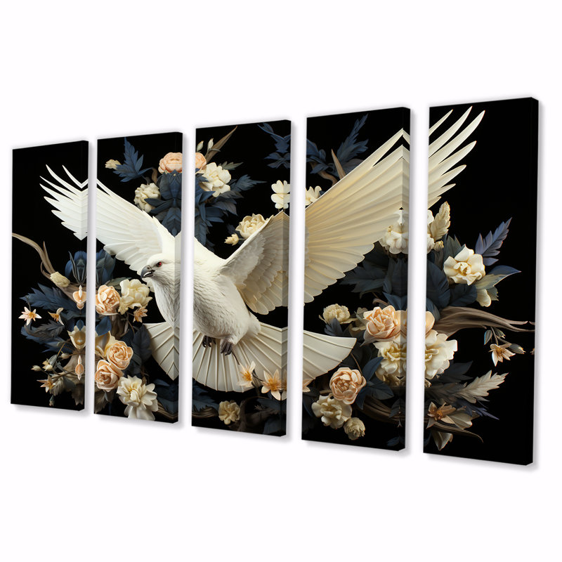 "Colombe florale printanière, 5 pièces", 5 pièces, H 32 po x l 80 po