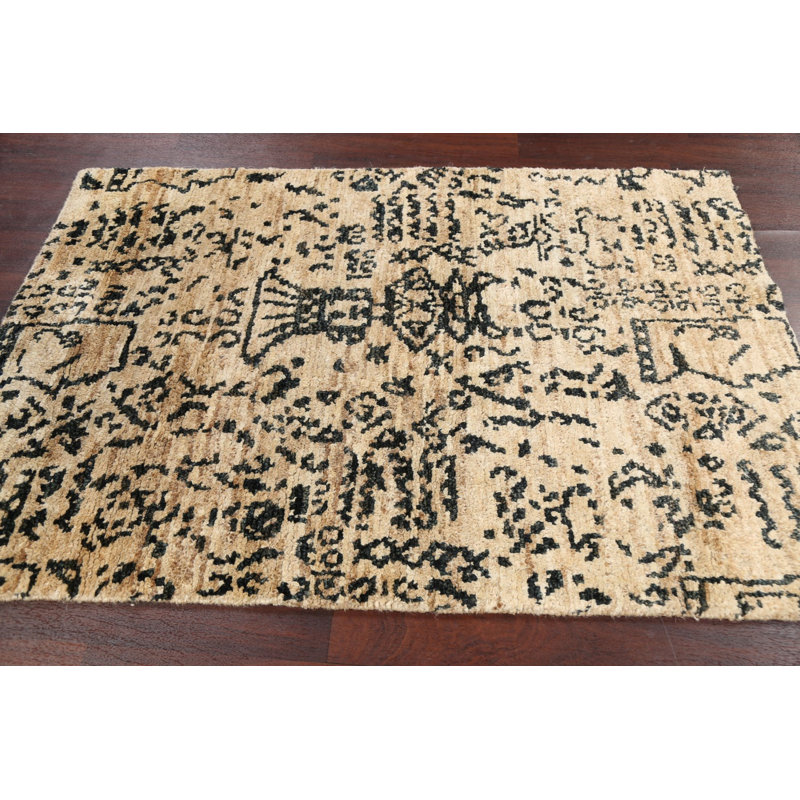Tapis unique en jute noué à la main 3 pi 11 po x 5 pi 10 po New Age