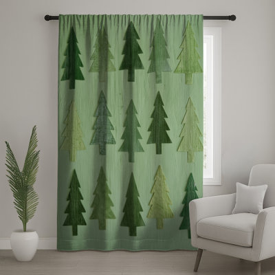 Green Tree Silhouettes, rideaux transparents et occultants - 1 panneau