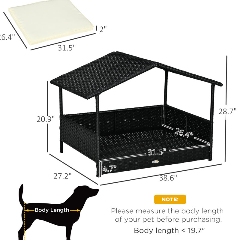 Abri d'extérieur pour chien avec auvent - Lit pour chien blanc crème pour chiens de petite et moyenne taille, coussin hydrofuge, structure de conception de plateforme surélevée