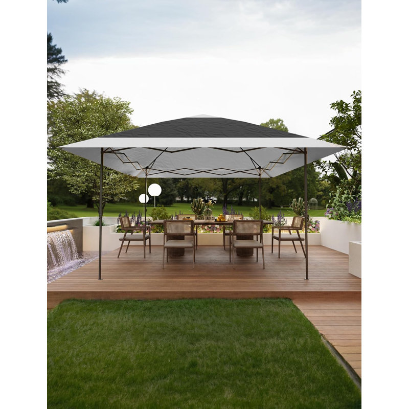 collapsible Outdoor Canopy Canopy Tent 13x13FT – Double Roof, Heavy Duty, Waterproof Sun Shelter, Mosquito Net, Patio, Lawn, Deck, 4 Sandbags, 8 Stakes, Wheeled Cover – Dark Gray + Light Gray