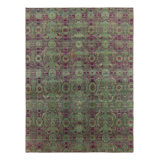 Handmade Silk and Wool Geometric Area Rug