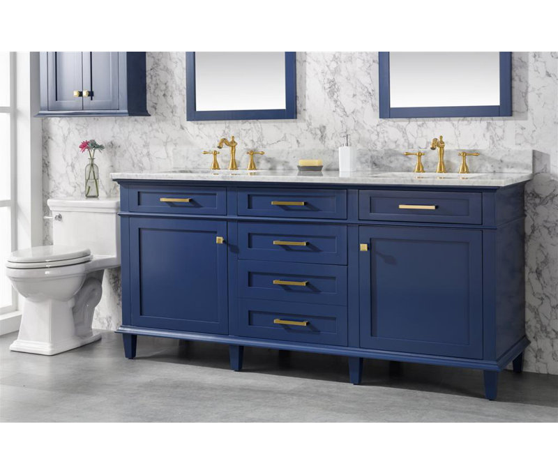 Danbury 72'' Double Bathroom Vanity with Top, Blue