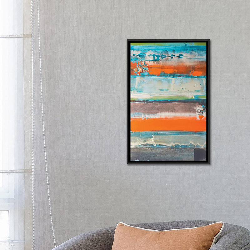 «Orange is the New Stripe», reproduction d'art sur toile, H 26 po x l 18 po x P 1,5 po, Toile avec cadre noir, Pas de tapis