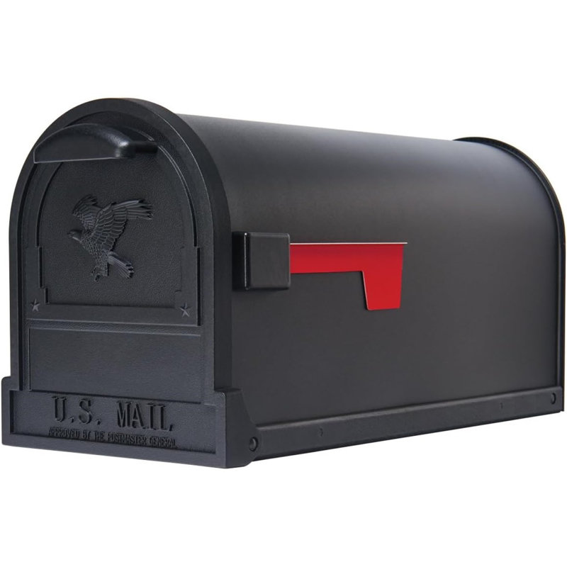 Arlington Large Black Galvanized Steel Post Mount Mailbox