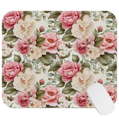 Floral Rose Flower Pattern XVI Gaming Cute Office Laptop Desk Pad Gift Mat Square Rectangle Non-Slip Mousepad