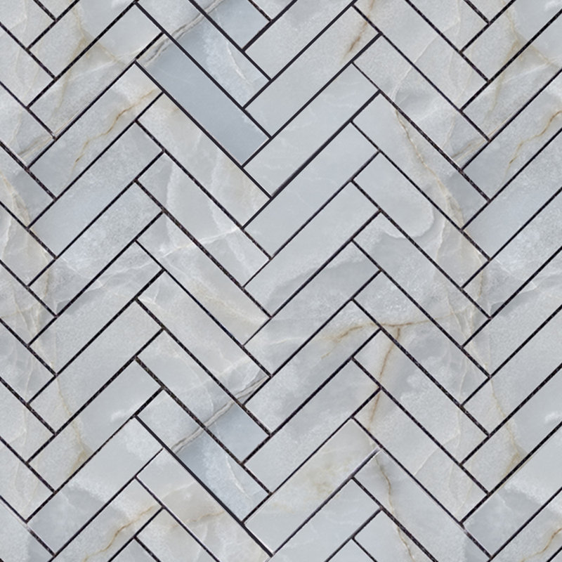 Virtue 1X4 Herringbone Mosaic Polished Blue, Blue