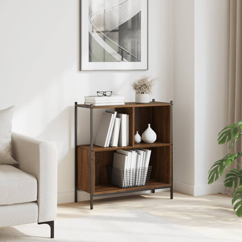 77.5cm H x 72cm W Steel Standard Bookcase, Brown Oak