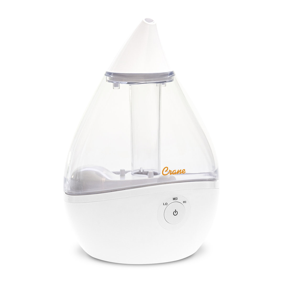 Droplet Cool-Mist Humidifier with Vapor Tray, 0.5. Gal. - Clear & White Crane USA
