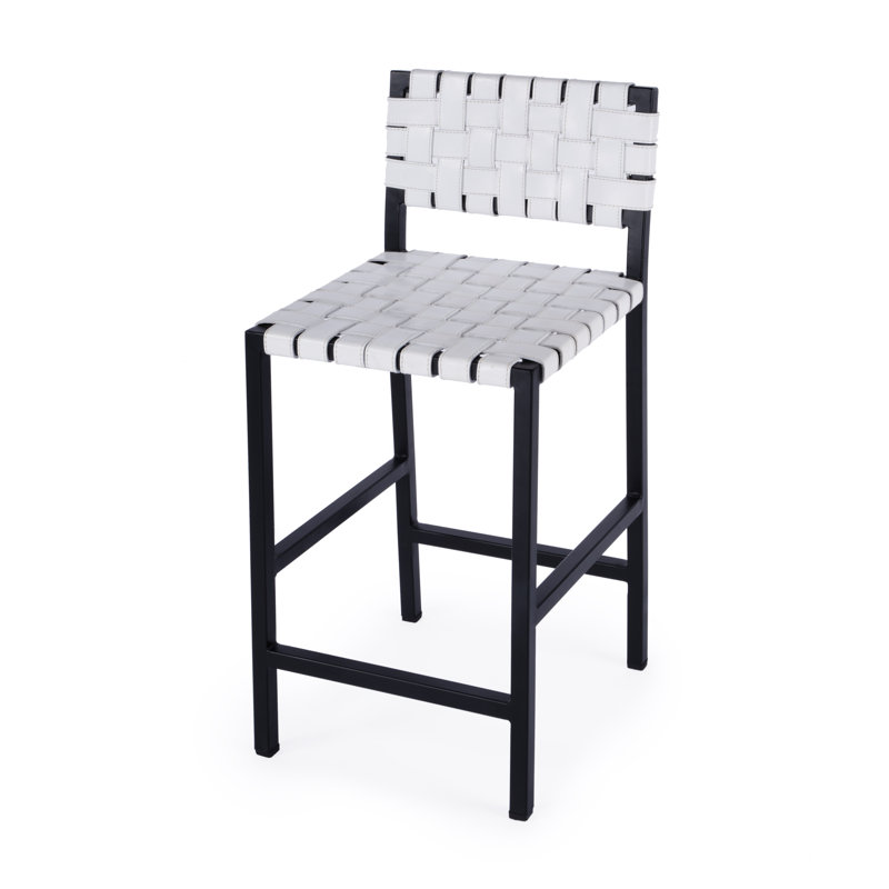 Tabouret de comptoir 24,5 po Bialiy Lilian, Blanc/Noir