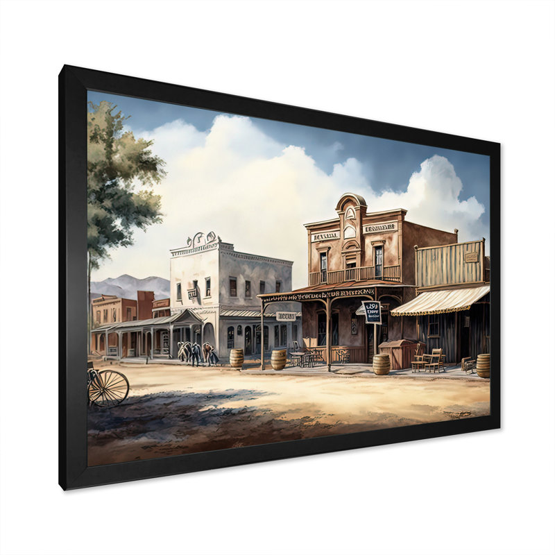 Arizona Wild West Town II - impression sur toile, Cadre photo noir, H 12 po x l 20 po x P 1 po