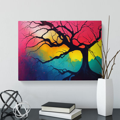 Pure Tree In Colour Abstract - Wrapped Canvas