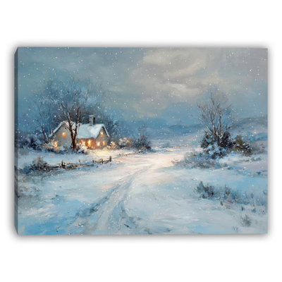 «Winter Farmhouse Glow», art mural sur toile tendue