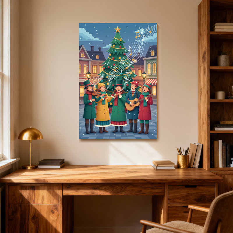 Christmas Christmas Carolers In Snowy Town, H 30 po x l 20 po