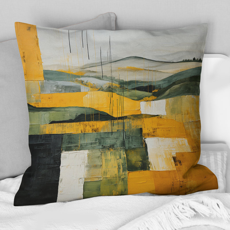 Coussin jaune et vert Pastoral