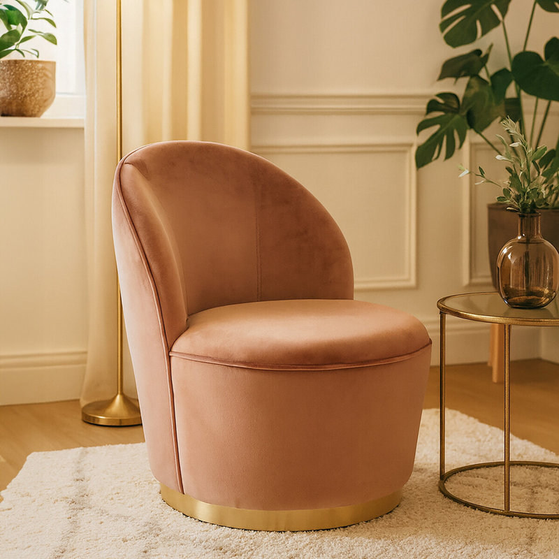 Willse Velvet Side Chair, Pink
