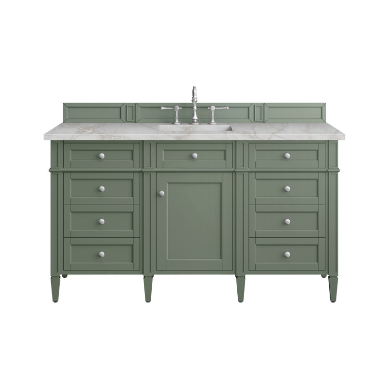 Brittany 60 in. Single Vanity, Victory Blue, Victorian Silver, 8" Widespread