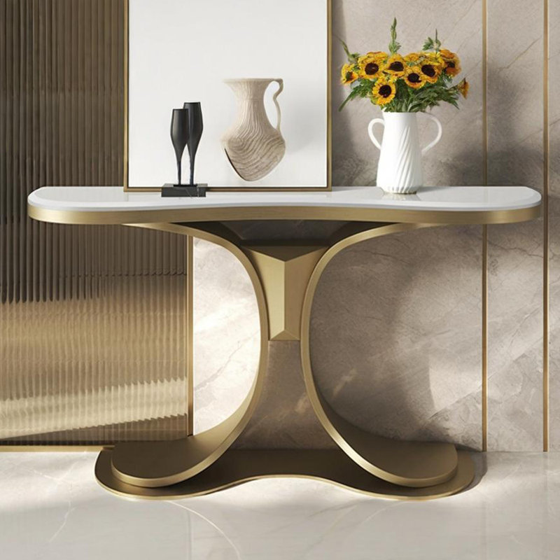 Console de style nordique moderne et luxueuse, H 33,5 po x l 54,3 po x P 15 po, Doré