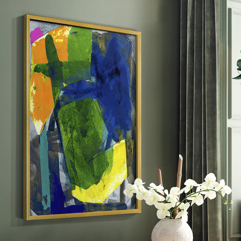 Brights Strokes I, reproduction encadrée - bois massif, H 20 po x l 16 po, Or