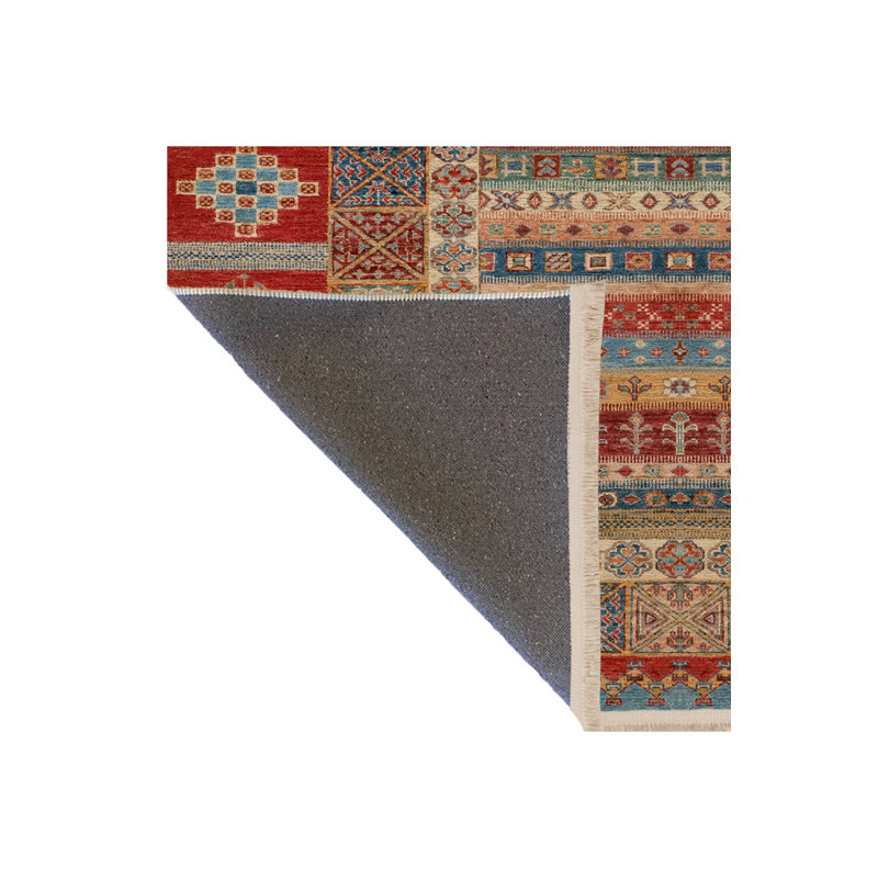 Tapis décoratif rouge à motif traditionnel rouge, Rectangle 3 pi 9,81 po x 4 pi 11,06 po