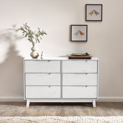Commode en bois massif à 6 tiroirs 51 po