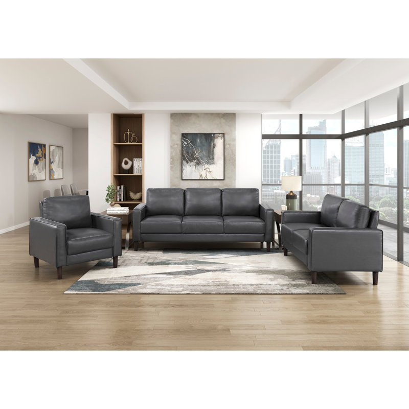 Chaise longue moderne en similicuir gris foncé, Gris foncé