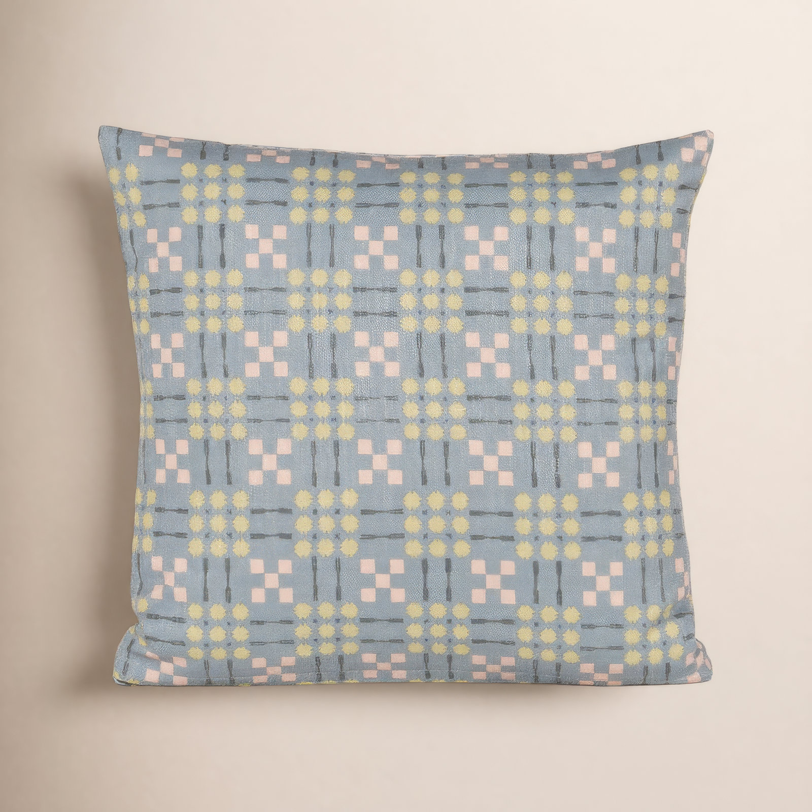 Gridwork Geometric Accent Pillow, Green, Feather, Rectangle 14"H x 26"W
