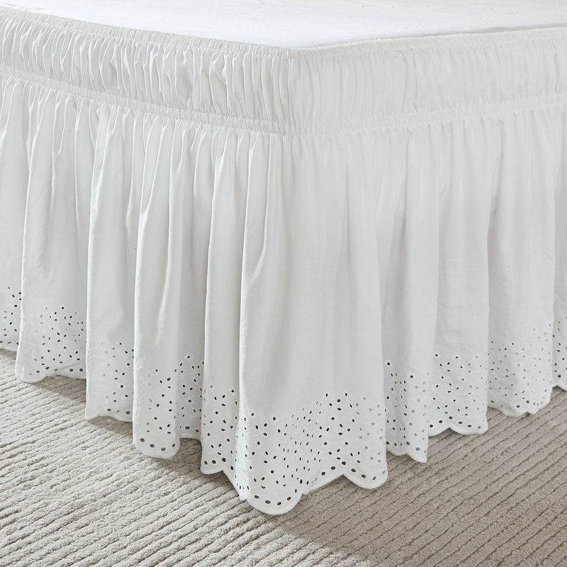 Vintage Eyelet Bed Skirt Off White Single, King
